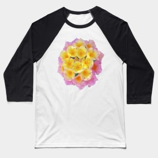 Yellow and Pink Lantana Camara Flower Baseball T-Shirt